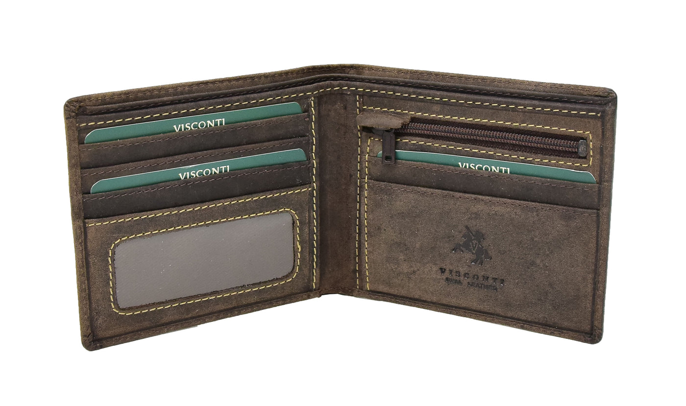 Mens Leather Slim Fold Wallet Prague Oil Brown ( Min Order From 20/Pcs)