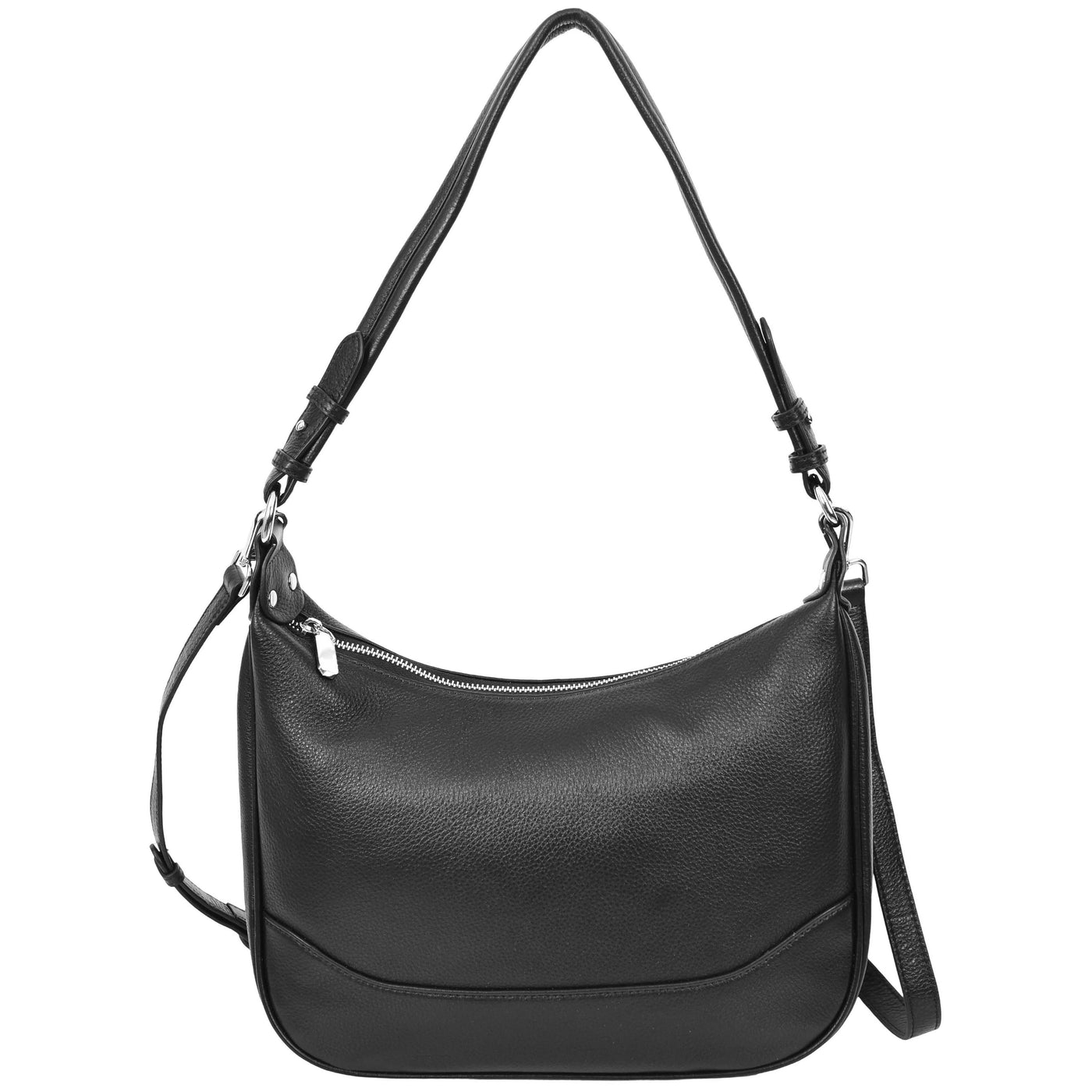 Women's Leather Hobo Style Shoulder Bag Daphne Black ( Min Order From 10/Pcs )