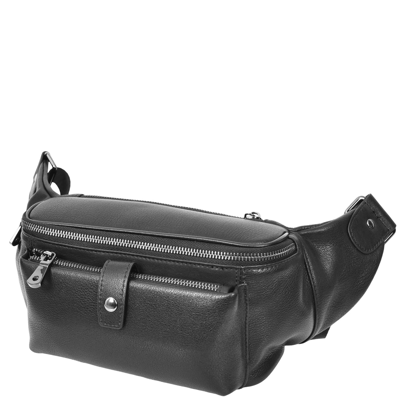 Real Leather Bum Bag Milan Black (Min Order From 10Pcs)