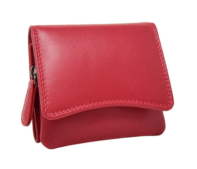 Womens Small Trifold Leather Purse Carmel RED (Min Order From 20Pcs)