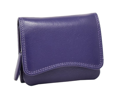 Womens Small Trifold Leather Purse Carmel Purple (Min Order From 20Pcs)