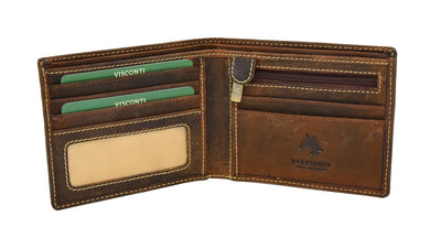 Mens Leather Slim Fold Wallet Prague Oil Tan ( Min Order From 20/Pcs )