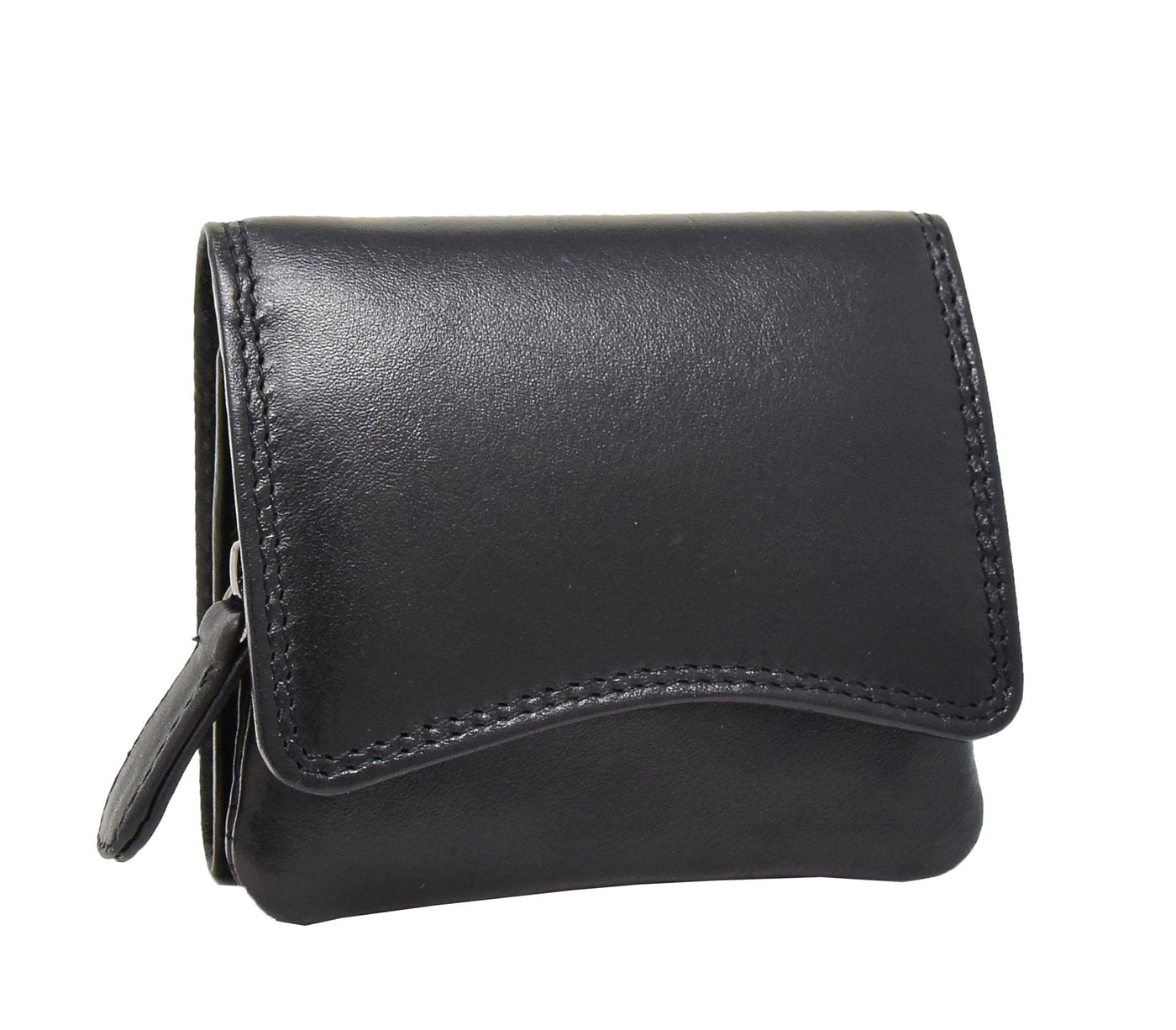 Womens Small Trifold Leather Purse Carmel Black (Min Order From 20Pcs)