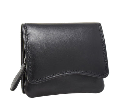 Womens Small Trifold Leather Purse Carmel Black (Min Order From 20Pcs)