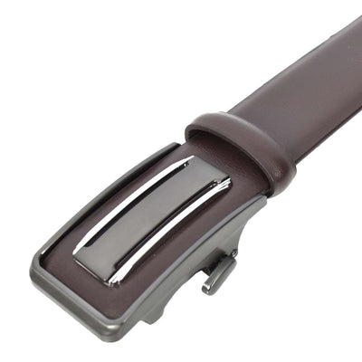 Mens Real Leather Adjustable Ratchet Automatic Casual Buckle Belt Luton Brown (Min Order From 10/Pcs )