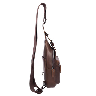 Real Leather Cross Body Chest Bag Phoenix Rusty Brown (Min Order From 10Pcs)