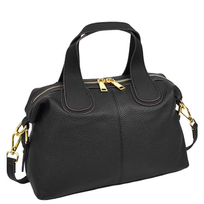 Women's Real Leather Handbag Small Cross Body Shoulder Bag Dahlia Black ( Min Order From 10/Pcs )