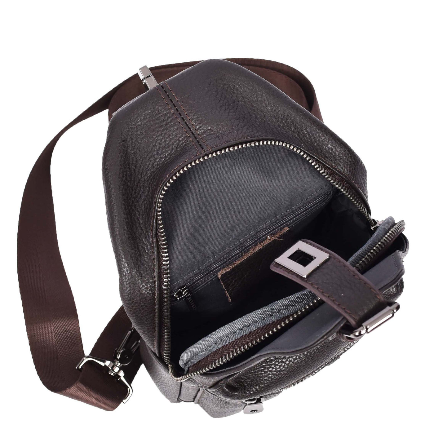Real Leather Cross Body Chest Bag Phoenix Rusty Brown (Min Order From 10Pcs)