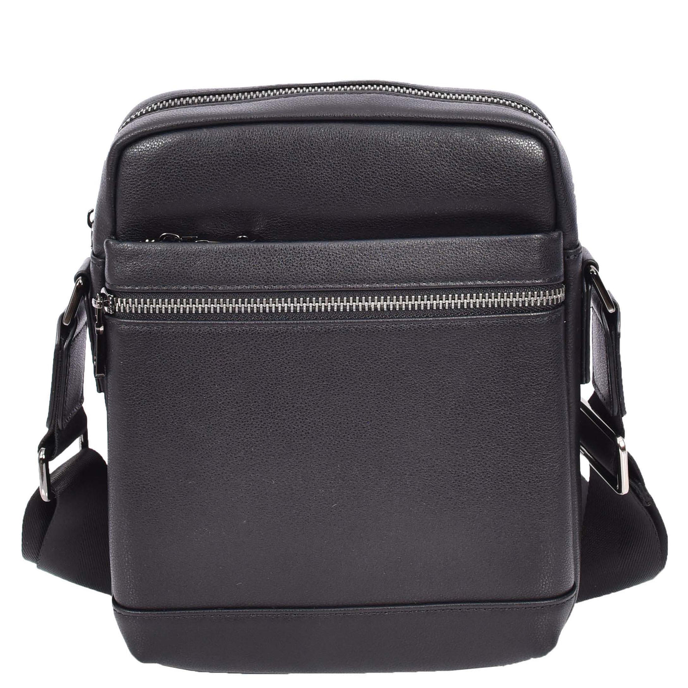 Mens Leather Cross Body Messenger Bag Medium Organiser Travel Pouch Justin Black ( Min Order From 10/Pcs )