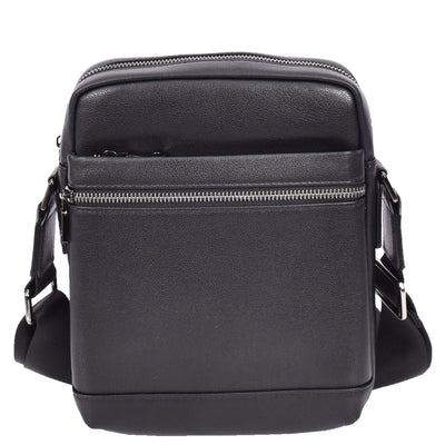 Mens Leather Cross Body Messenger Bag Medium Organiser Travel Pouch Justin Black ( Min Order From 10/Pcs )