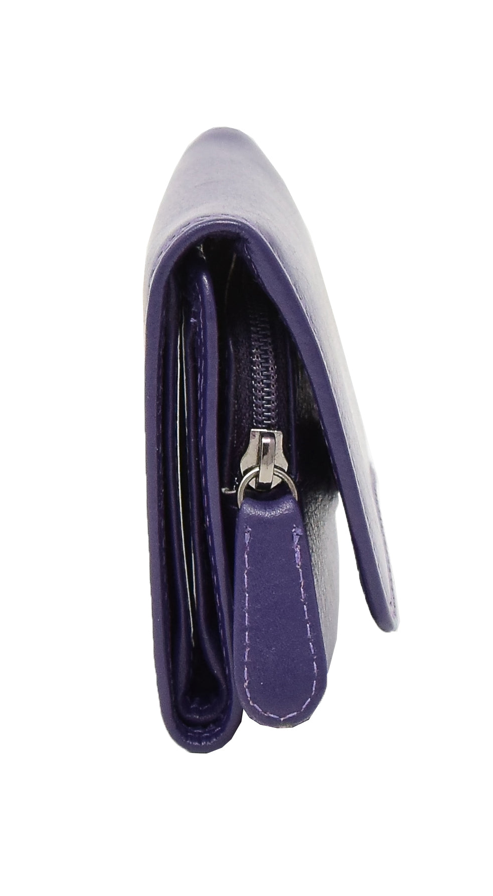 Womens Small Trifold Leather Purse Carmel Purple (Min Order From 20Pcs)