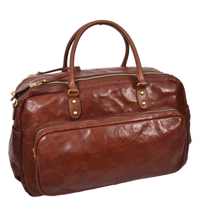 Genuine Leather Large Size Holdall Travel Duffle Bag  TALBOT Brown (Min Order From 10Pcs)