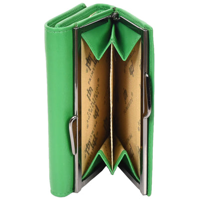 Women's Leather Trifold Metal Frame Purse Small Ravenna  (Min Order From 20Pcs)