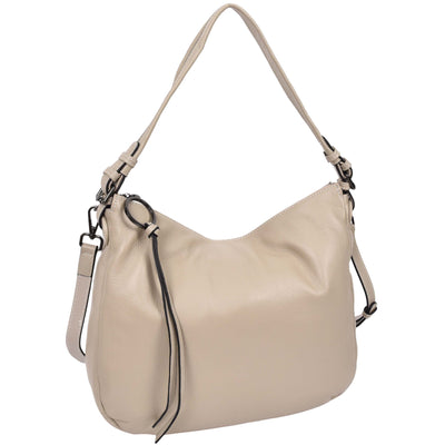 Women's Real Leather Hobo Style Handbag Diana Taupe ( Min Order From 10/Pcs )