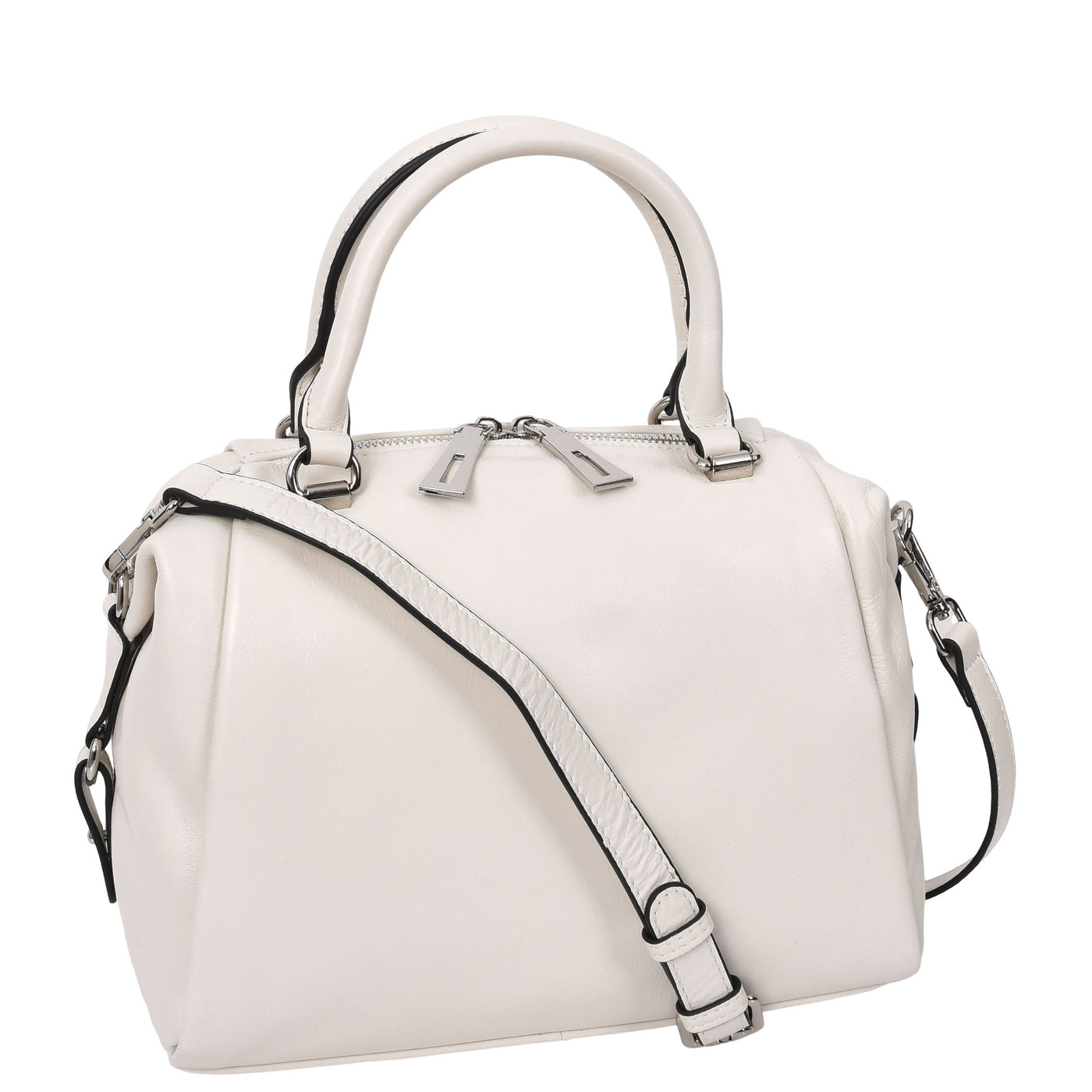 Women's Leather Small Barrel Shape Handbag Luna Gray ( Min Order From 10/Pcs )