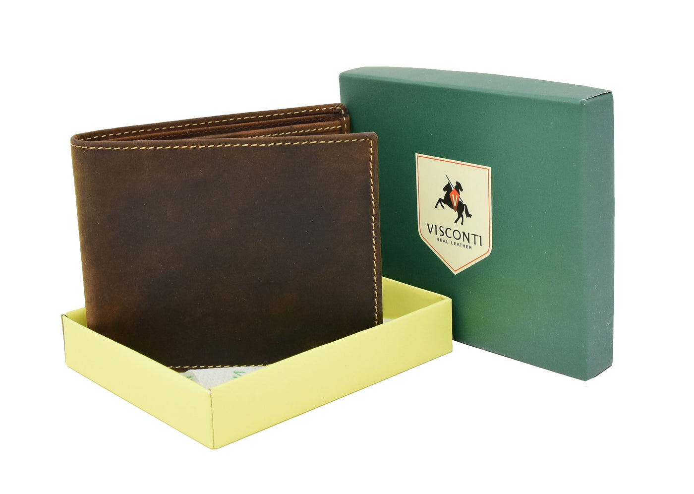 Mens Leather Slim Fold Wallet Prague Oil Tan ( Min Order From 20/Pcs )
