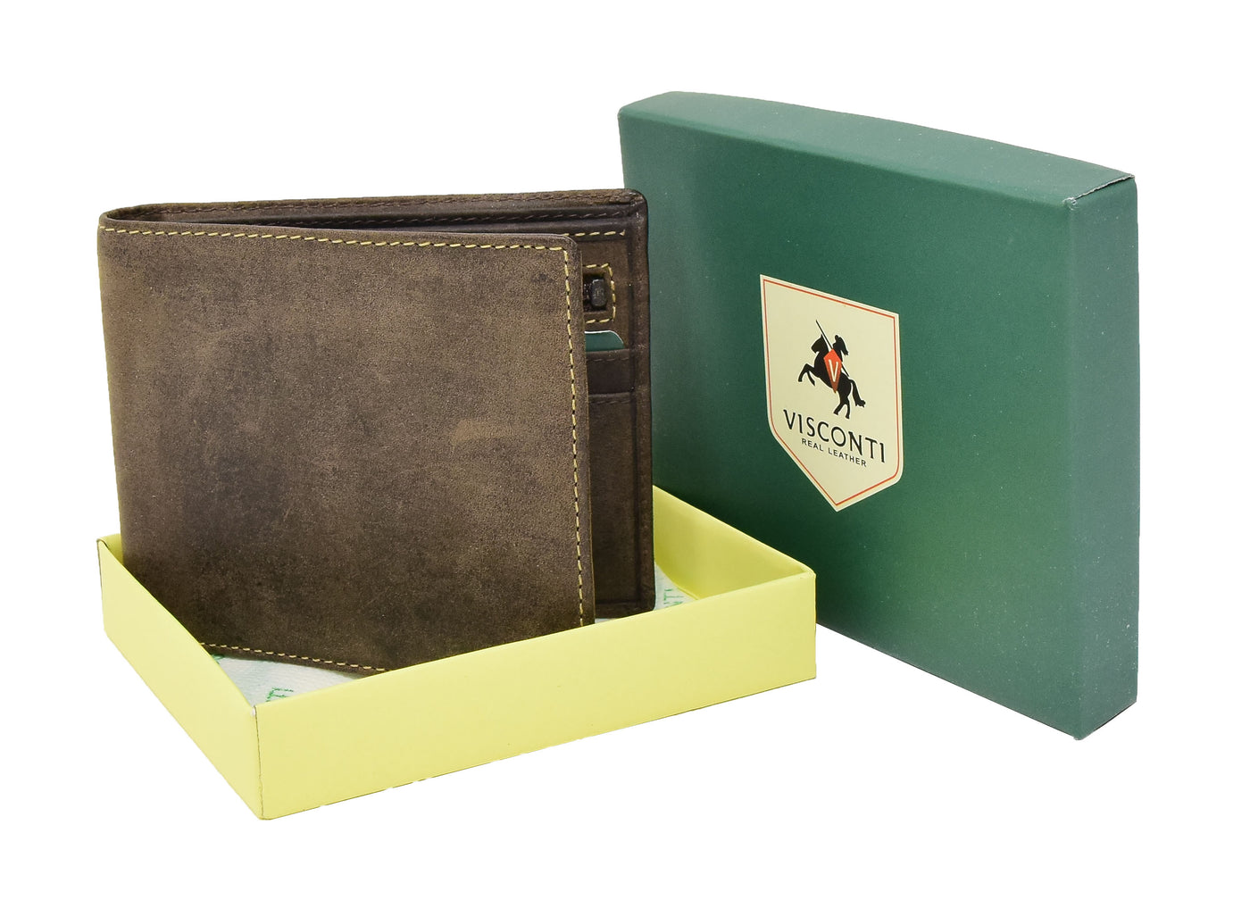 Mens Leather Slim Fold Wallet Prague Oil Brown ( Min Order From 20/Pcs)