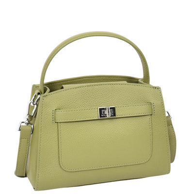 Women's Leather Top Handle Small Bag Lydia  Olive  ( Min Order From 10/Pcs )