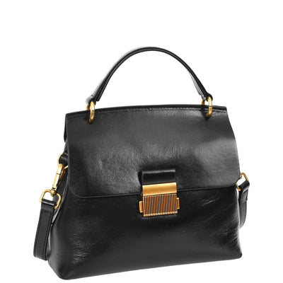 Womens Real Leather Small Handbag Gabriella Black (Min Order From 10Pcs)