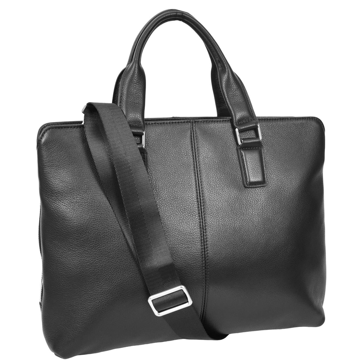 Real Leather Cross Body Briefcase Kingston Black (Min Order From 10/Pcs)