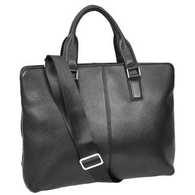 Real Leather Cross Body Briefcase Kingston Black (Min Order From 10/Pcs)