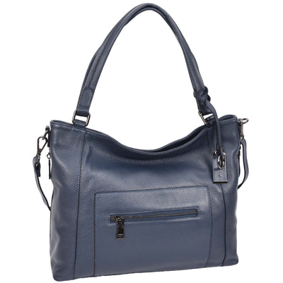 Women's Leather Tote Shoulder Handbag Evelyn Blue  ( Min Order From 10/Pcs )