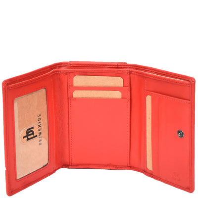 Women's Leather Trifold Metal Frame Purse Small Ravenna Red (Min Order From 20Pcs)