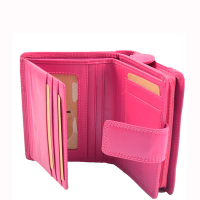 Women's Purse Real Soft Premium Leather Bi Fold HOL1132 Pink  (Min Order From 20Pcs)