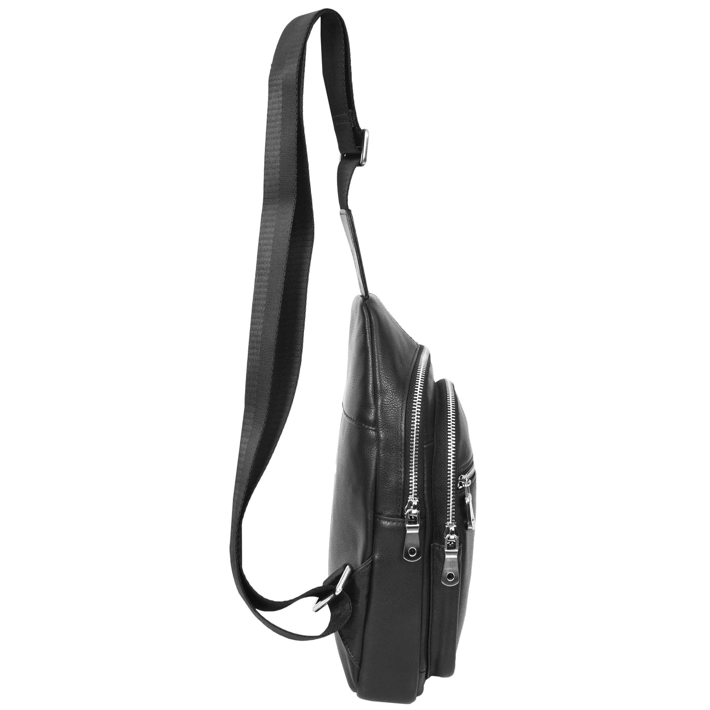 Real Leather Cross Body Chest Bag Emerson Black (Min Order From 10/Pcs)