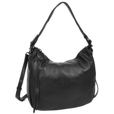 Women's Real Leather Hobo Style Handbag Diana Black ( Min Order From 10/Pcs )