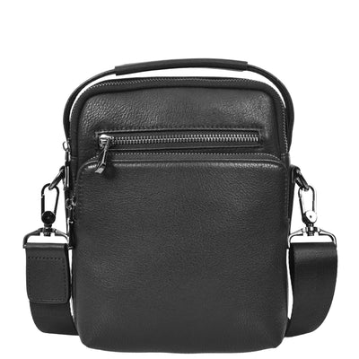 Mens Leather Small Cross Body Bag Lincoln Black ( Min Order From 10/Pce )
