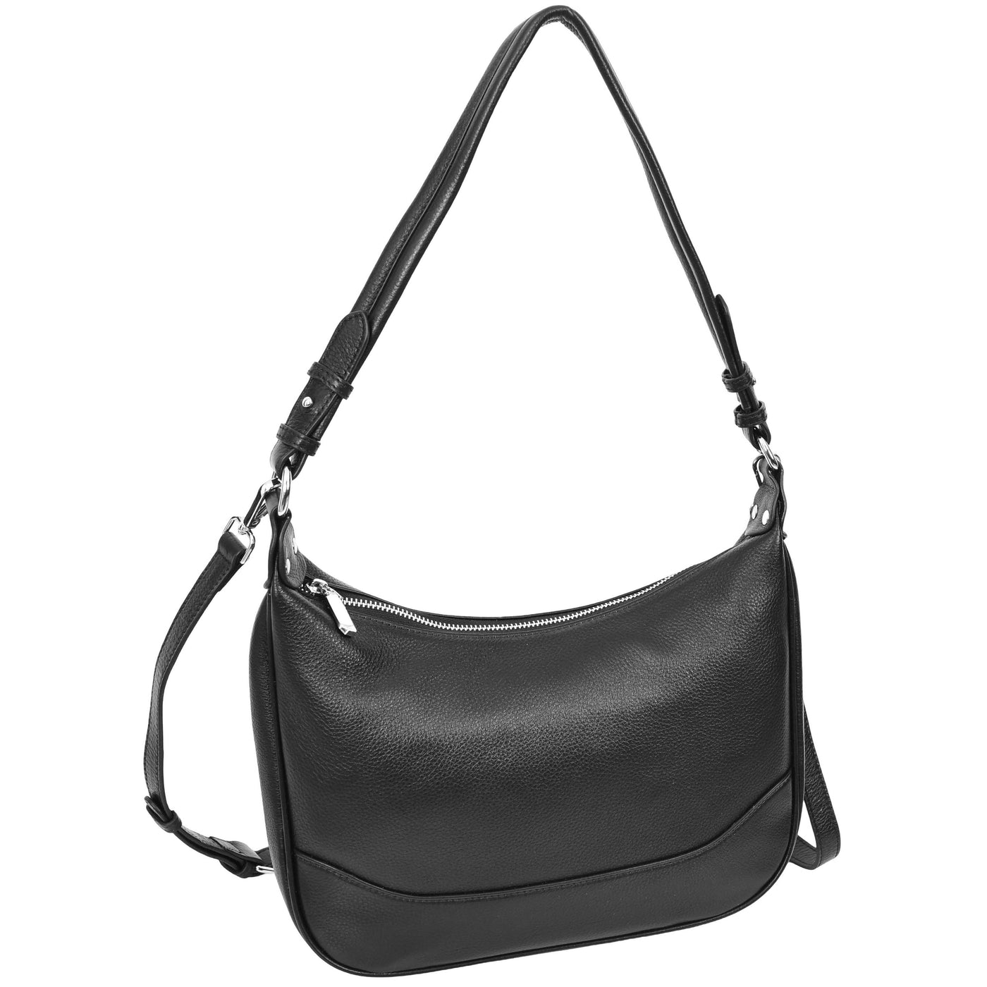 Women's Leather Hobo Style Shoulder Bag Daphne Black ( Min Order From 10/Pcs )