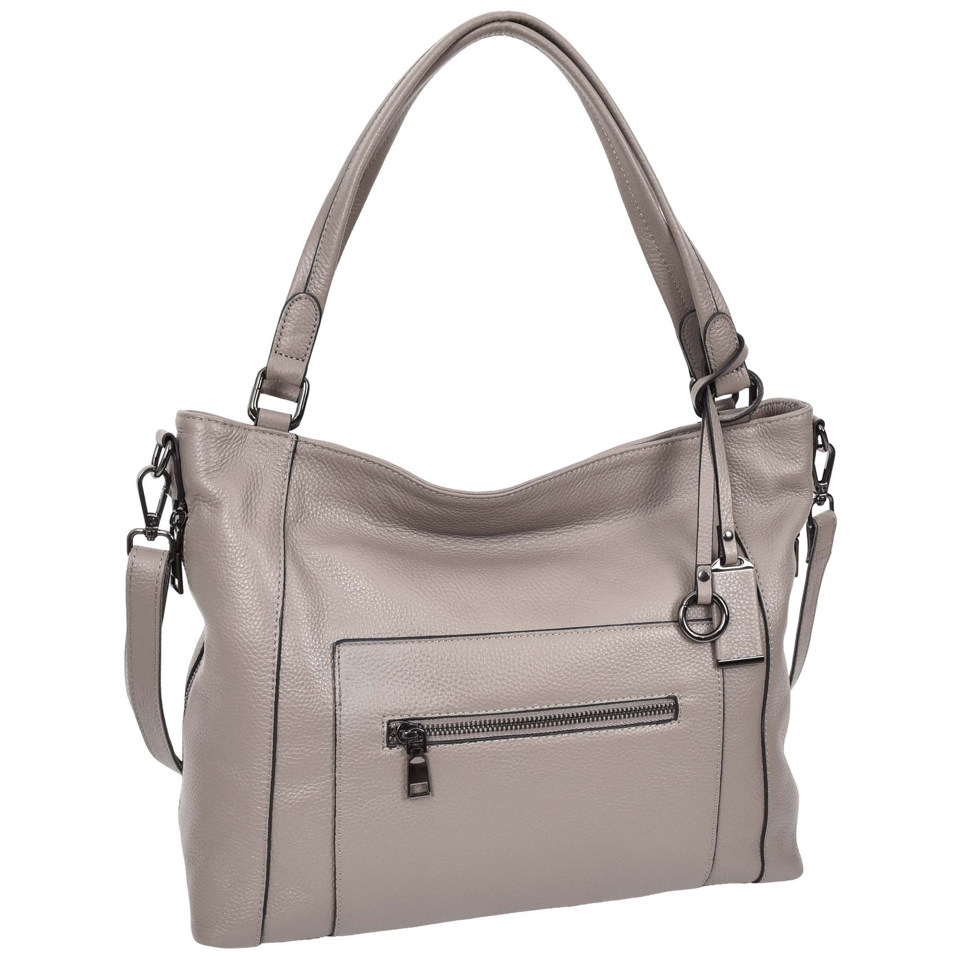 Women's Leather Tote Shoulder Handbag Evelyn Grey ( Min Order From 10/Pcs )
