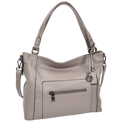 Women's Leather Tote Shoulder Handbag Evelyn Grey ( Min Order From 10/Pcs )