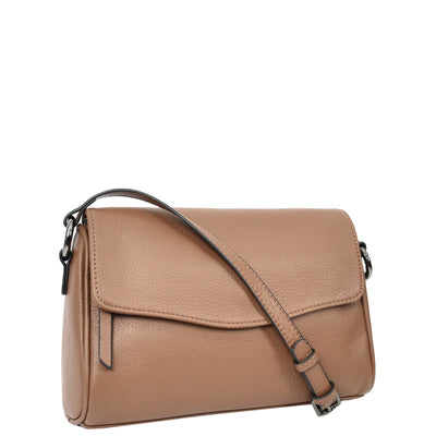 Womens Real Leather Cross Body Bag Small Organiser Classic Style Colette Brown (Min Order From 10Pcs)