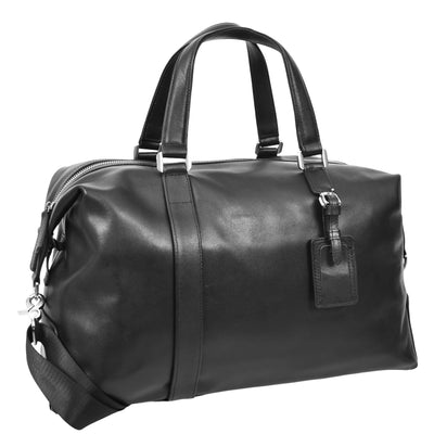 Leather Holdall Weekend Bag Aspen Black ( Min Order From 10/Pcs )
