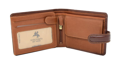Mens Premium Leather Two Tone Wallet Hobart Tan  ( Min Order From 20/Pcs )
