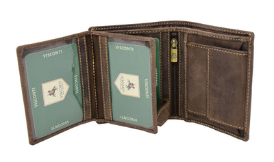 Mens Bifold Vintage Leather Wallet Vienna Oil Brown