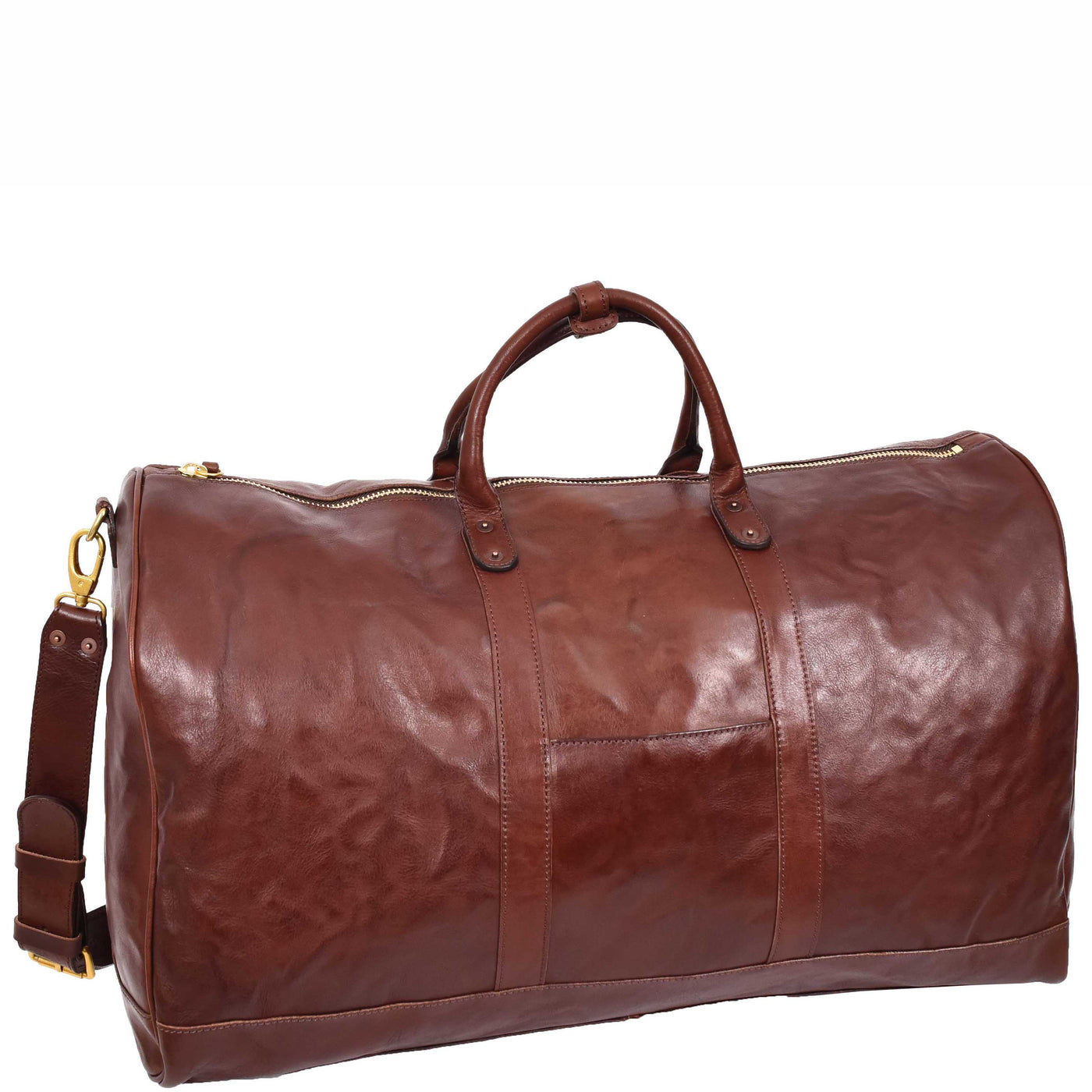 Travel Duffle Bag Genuine Vegetable Leather Large Holdall HOL712 Brown (Min Order From 10Pcs)