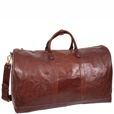 Travel Duffle Bag Genuine Vegetable Leather Large Holdall HOL712 Brown (Min Order From 10Pcs)