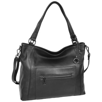 Women's Leather Tote Shoulder Handbag Evelyn Black ( Min Order From 10/Pcs )