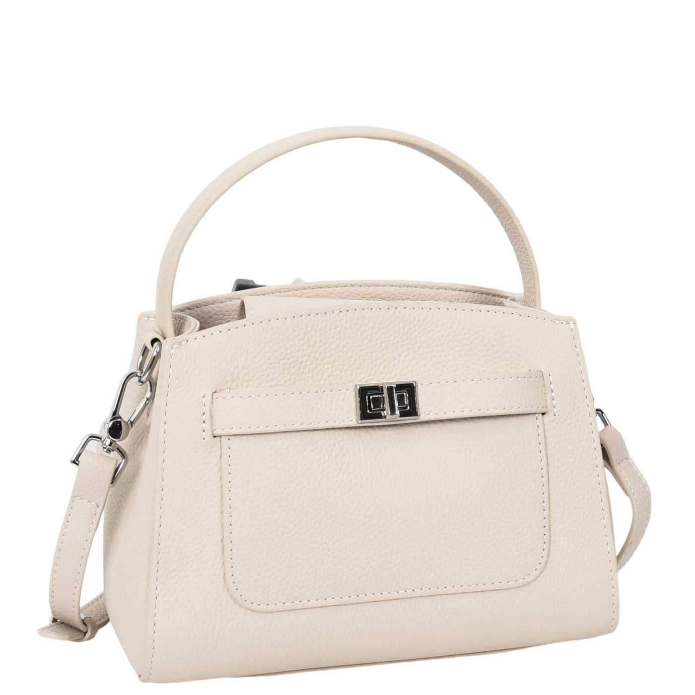 Women's Leather Top Handle Small Bag Lydia Off White    ( Min Order From 10/Pcs )