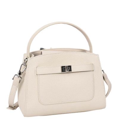 Women's Leather Top Handle Small Bag Lydia Off White    ( Min Order From 10/Pcs )