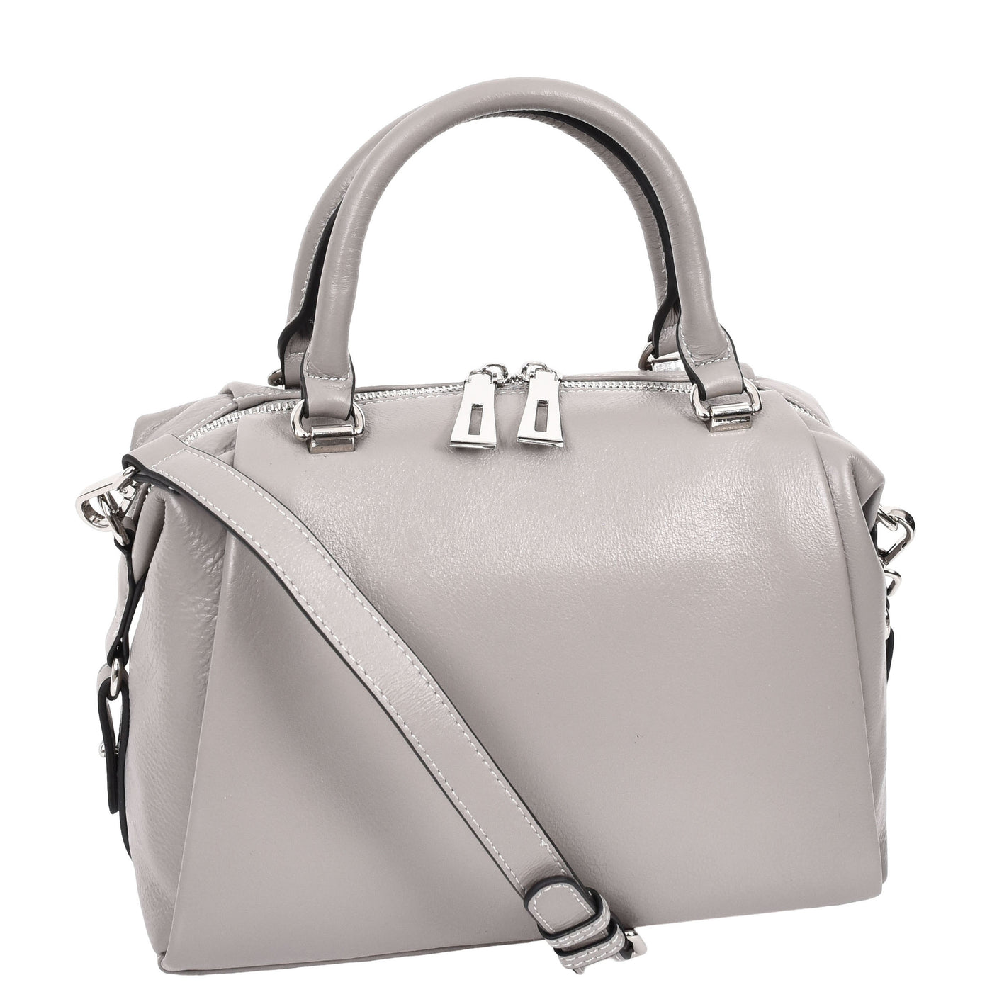 Women's Leather Small Barrel Shape Handbag Luna Gray ( Min Order From 10/Pcs )