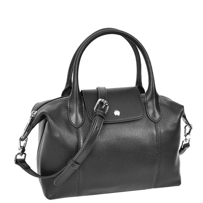Womens Real Leather Handbag Small Top-Handle Tote Style Quinn Black (Min Order From 10Pcs)