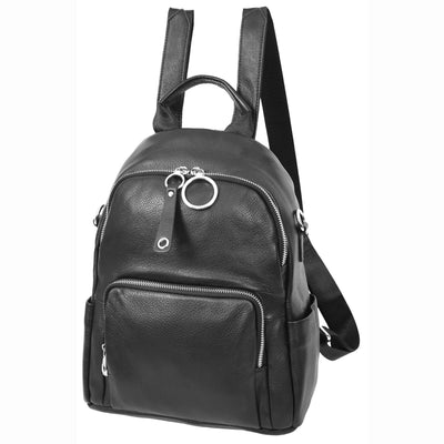 Women's Real Leather Casual Backpack Eliza Black ( Min Order From 10/Pcs )