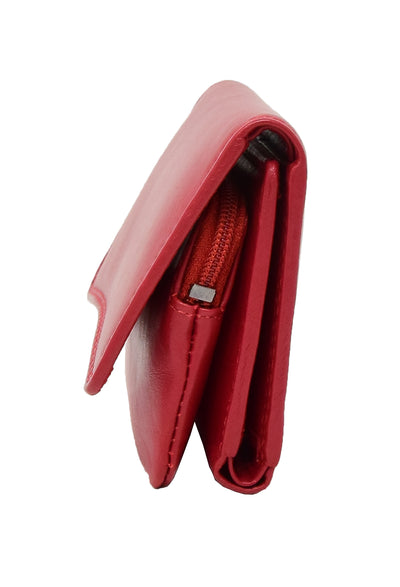 Womens Small Trifold Leather Purse Carmel RED (Min Order From 20Pcs)