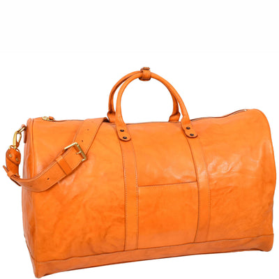 Travel Duffle Bag Genuine Vegetable Leather Large Holdall HOL712 Tan (Min Order From 10Pcs)