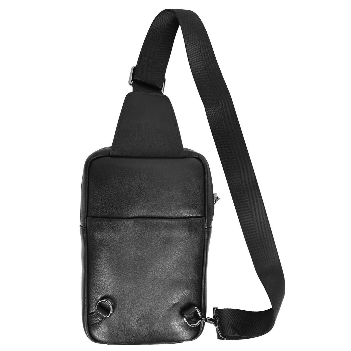 Real Leather Cross Body Chest Bag Elliot Black ( Min Order From 10/Pcs )