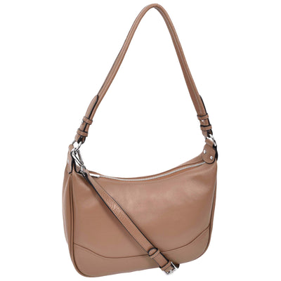 Women's Leather Hobo Style Shoulder Bag Daphne Brown ( Min Order From 10/Pcs )